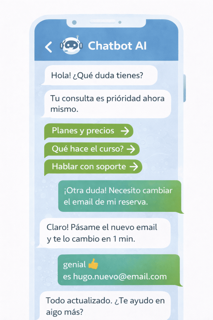 ejemplo de conversación con un chatbot