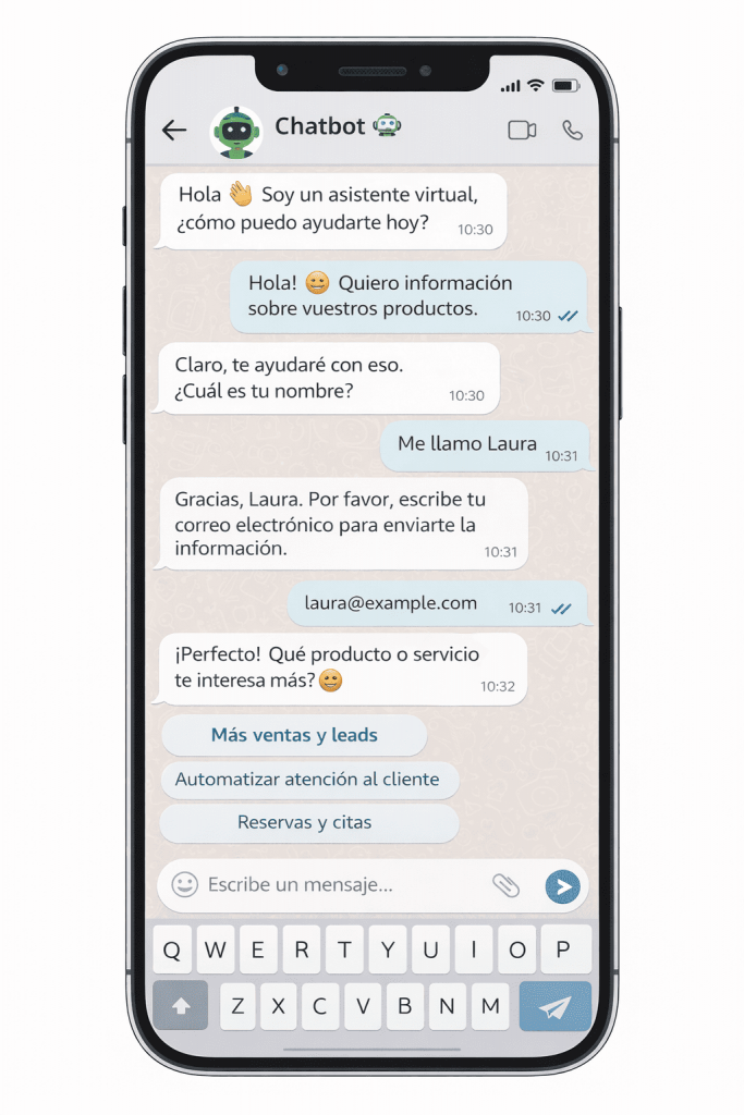 ejemplo de conversación con un chatbot